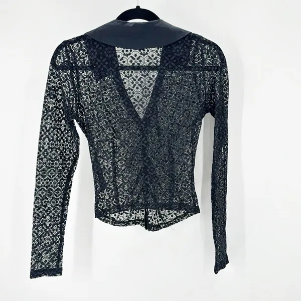 Maeve For Anthropologie Black Lace Button Down Blouse sexy grunge goth size XS - Image 3