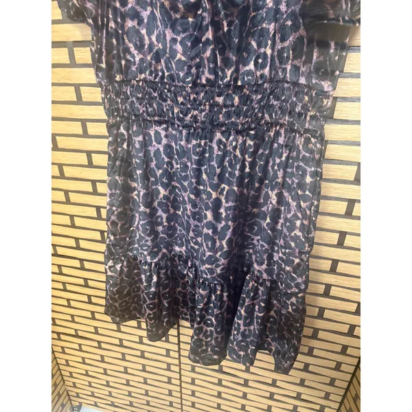 French Connection Tan Leopard Print Velour Dress‎ Size Medium - Image 4