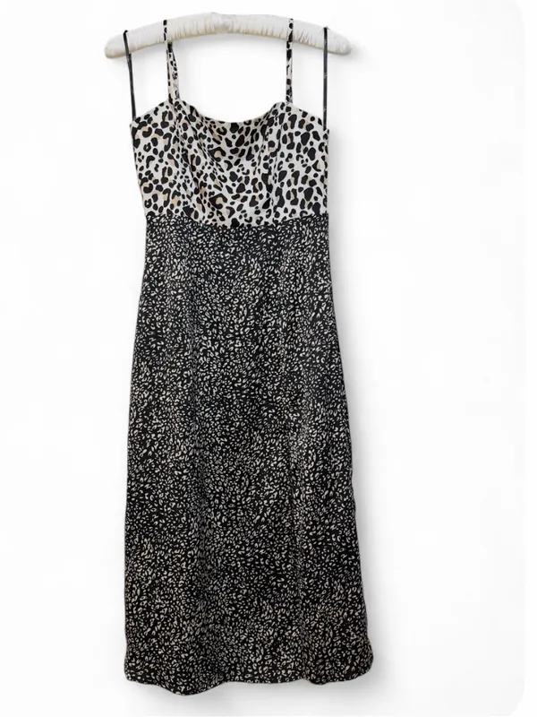 Lulus Women’s Being Bold Leopard Print Satin Midi Slip Dress Size Small - Image 4