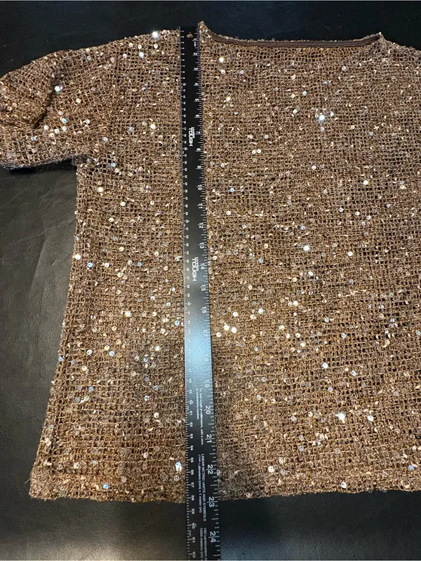 Sequin Tunic Top in Bronze size Small Brown - Image 8