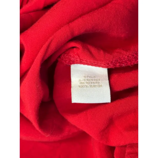 Marrakesh Caffe Womens Red Roll Tab Sleeve Rayon Button Down‎ Shirt Small - Image 6