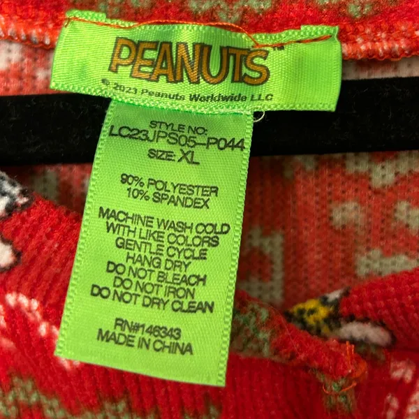 Peanuts Snoopy Christmas one-piece pajama or onesie red size XL. - Image 7