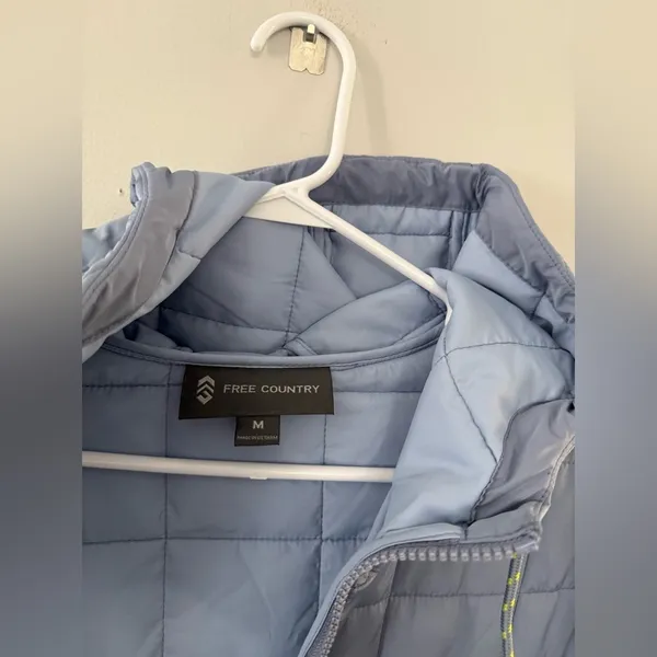 Free Country Puffer Coat Jacket Hood Light Blue Lightweight Size S M Comfy - Image 7