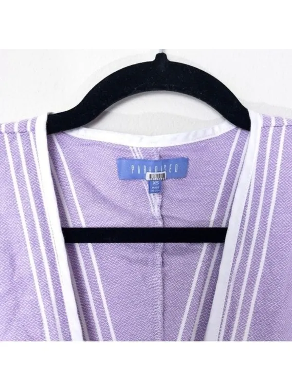 Paradised Merri Wrap Effect Stripe Jumpsuit XS Purple Beach Coverup Cotton - Image 7