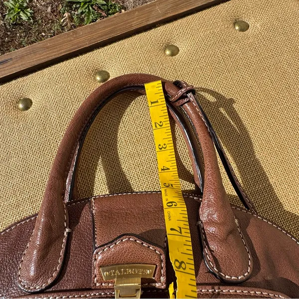 Talbots Rich Brown Leather Satchel with Gold Hardware - Image 9