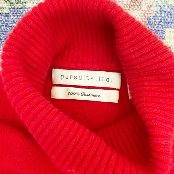Vintage Pursuits Womens Cashmere Turtle Neck Sweater Small Red Old Money Holiday - Image 7