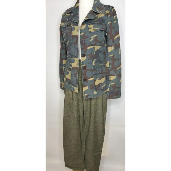 Hemp Momma Luna Pant Olive Green High Waist Pleated Trousers Small 121W5W1072 - Image 3