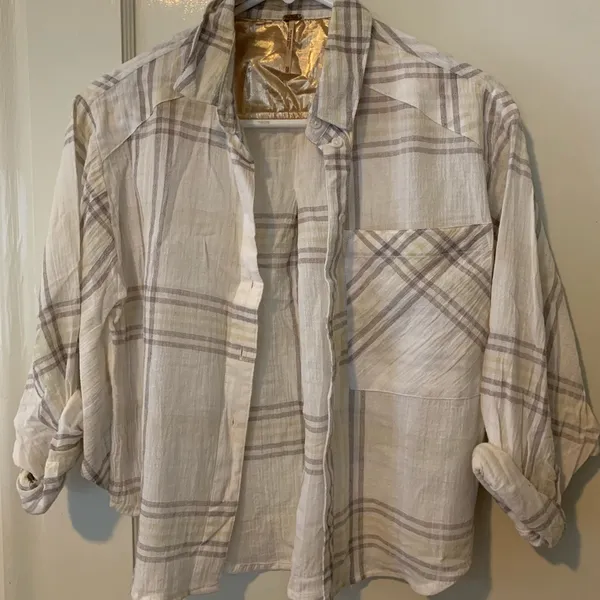 Free People Cropped Cutie Plaid Shirt - Image 2
