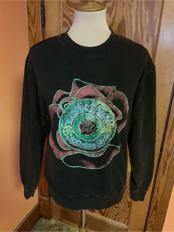 Grateful Dead 50th Anniversary Sweatshirt Rose Steal Your Face Black Small - Image 5