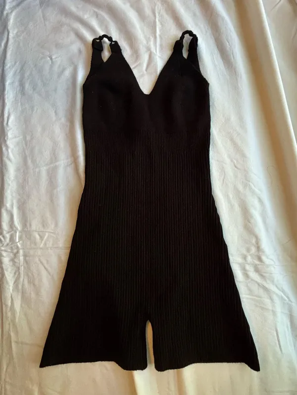 White Fox Black Jumpsuit Romper - Image 2