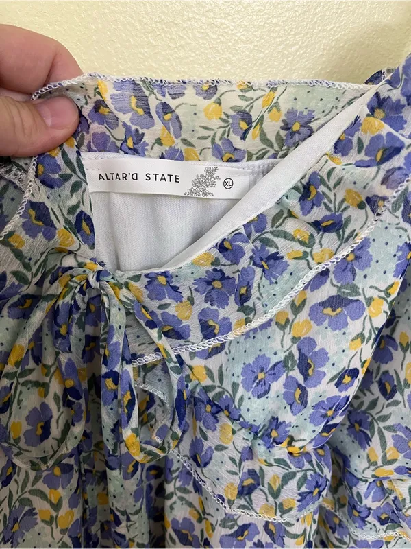 NEW Altar’d State Blue Floral Mini Dress Size XL NWT - Image 4