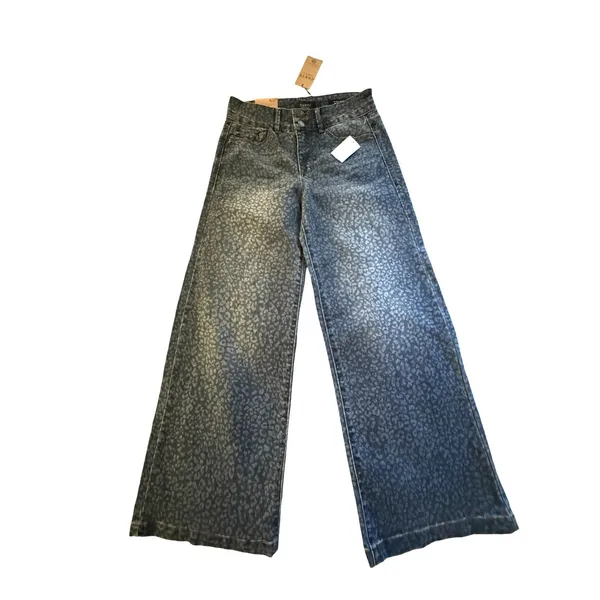 Curve Appeal Jeans Womens Size 4 High Rise Wide Leg Leopard Print Cotton NWT - Image 2