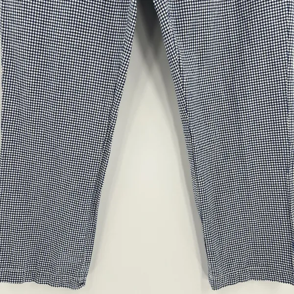 Free People Kate Gingham‎ Pants Navy White 100% Cotton Straight Leg Size Medium - Image 5