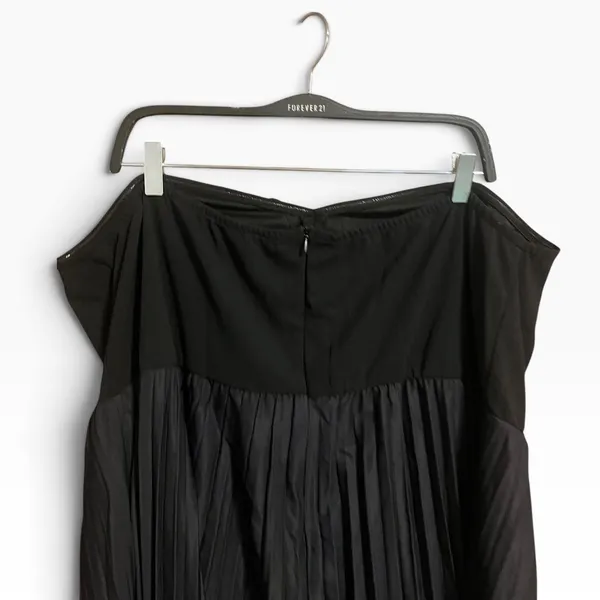 Plus Size 5X Strapless Ombre Pleated Maxi Evening Dress Black Pink - Image 7