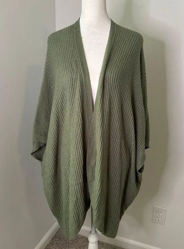 Aerie Offline sage green knit open-front cardigan sweater size L/XL - Image 2