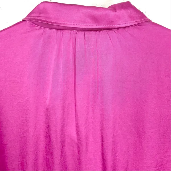 Anthropologie Pilcro Button Down Blouse Long Sleeve Silky Viscose Pink Small - Image 9