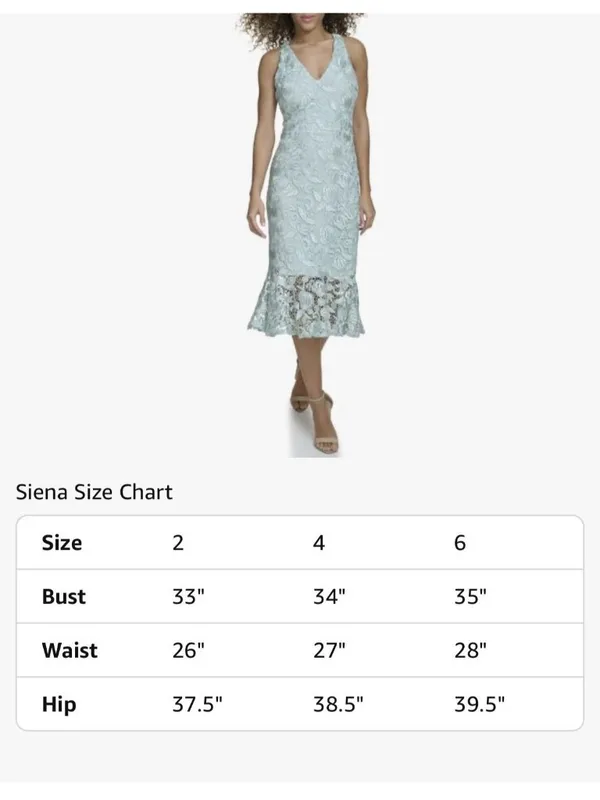 Siena Women's Sleeveless Halter V-Neck Floral Lace Sheer Trim Midi Dress SZ4 - Image 3