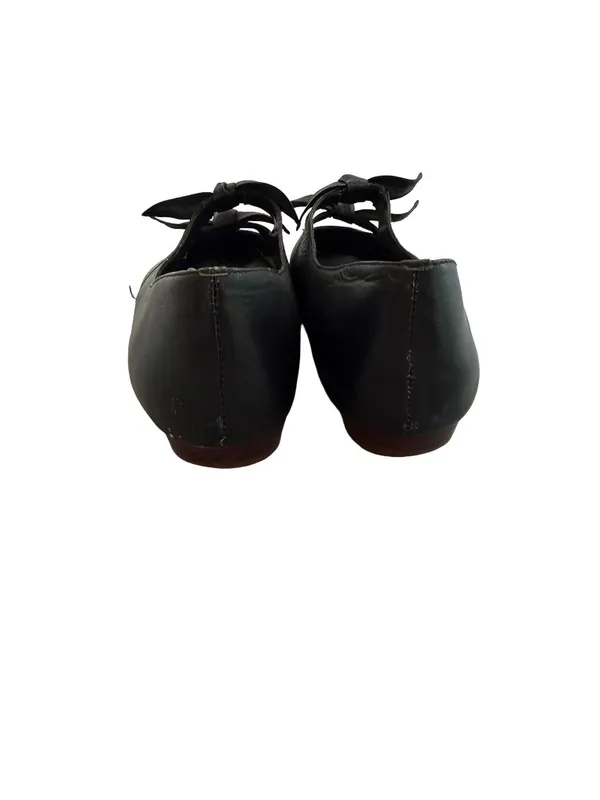 Video Black Pointed Toe Bow Mary Jane Leather Ballet Flats Cutout Size 7 Women's - Image 9