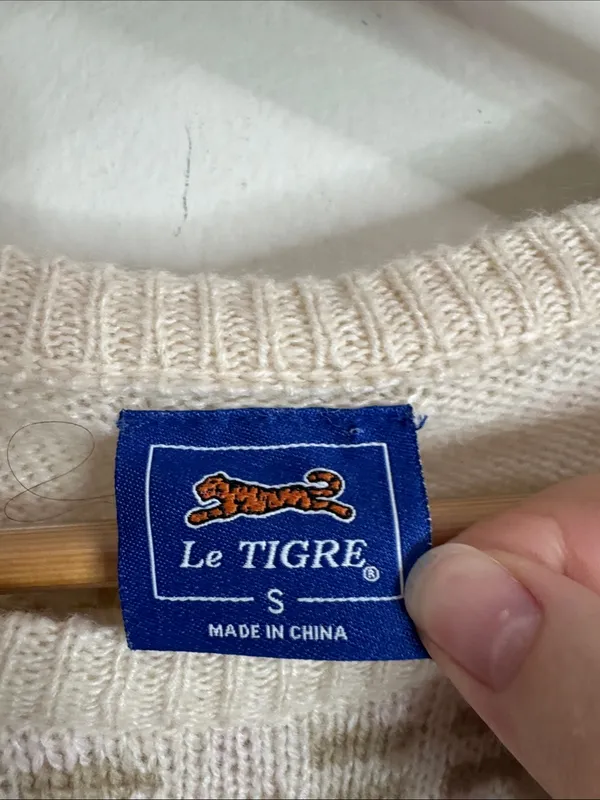 Le Tigre Pastel Cream Fair Isle Striped Crewneck Wool Blend Sweater size S - Image 7