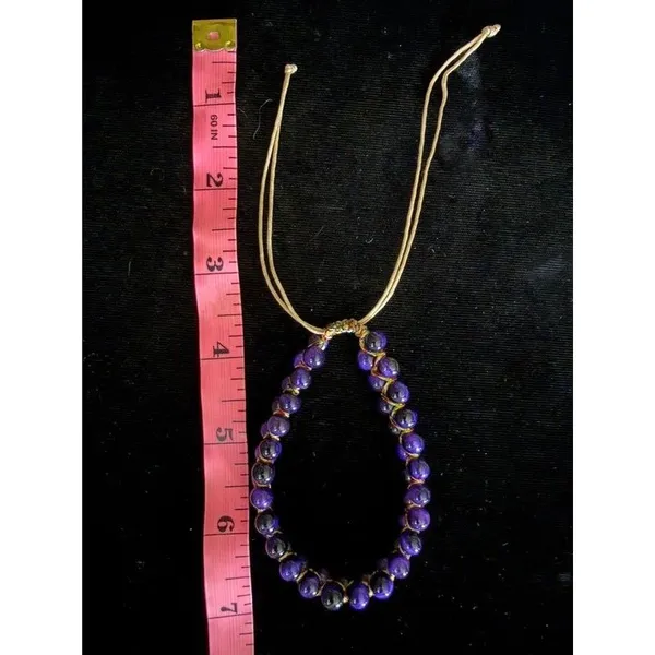 Purple Cat's Eye Glass Double Row Shamballa Bracelet - Color Shift - Image 6