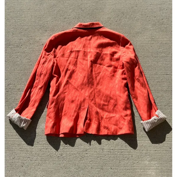 J.Crew Schoolboy Blazer Jacket Size 6 Coral Orange Striped Cuffs Business Casual - Image 2