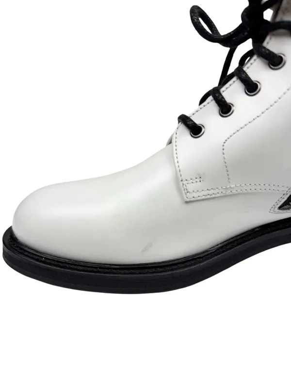 Allsaints Brigade White Leather Combat Boots Size 39 US 9 - Image 7