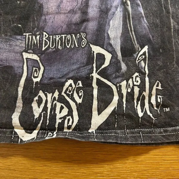 Tim Burton Corpse Bride xs acid wash t shirt oversized - Image 3