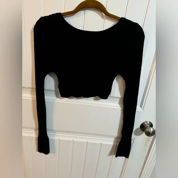 Intimately Free People Ribbed Black Long Sleeve Crop Top - Image 5