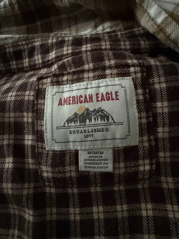 American Eagle plaid patchwork cropped flannel - Image 3