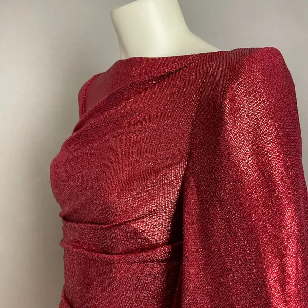 Eliza J Cocktail Dress Capelet Sleeve NWT Ruched‎ Sparkly Red Draped Back Size 8 - Image 17