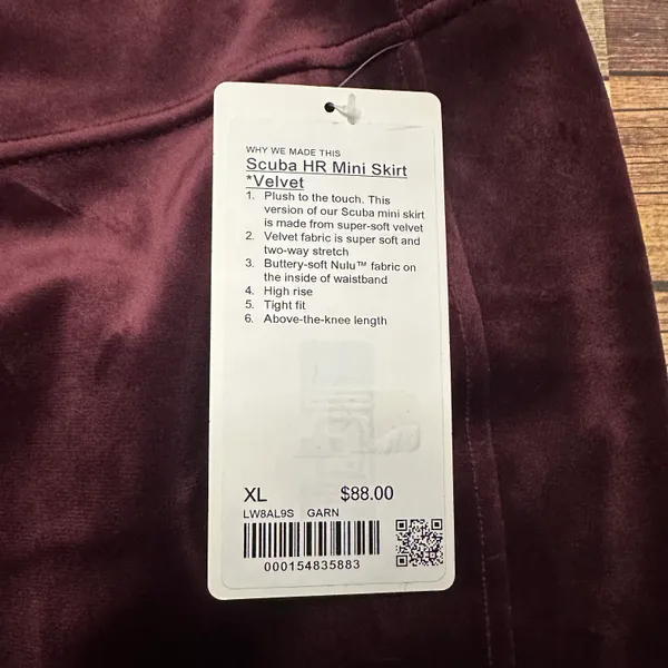 Lululemon Scuba High Rise Mini Skirt Velvet NWT Size XL (GARN) LW8AL9S - Image 10