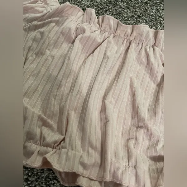Shein pink striped long sleeve crop top L - Image 2