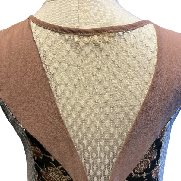 Ryu : Dress Womens Multi Fabric Beige A Line Lace Boho Cottage Back Bow SZ M Y2K - Image 6