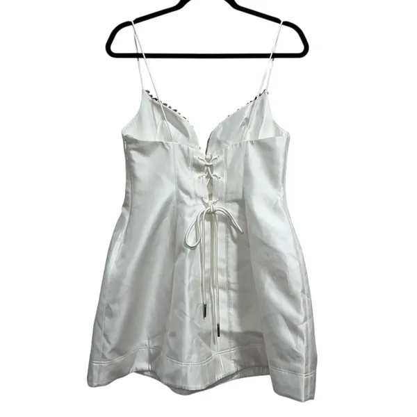 NEW NWT Acler Oakwood Rhinestone Embellished Mini Dress In Ivory - Image 9