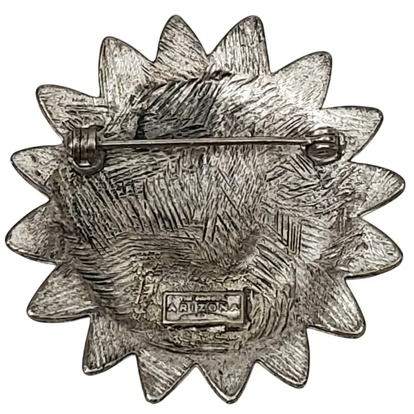 Arizona Jeans Vtg Pin Brooch Sunflower Design 2" Signed - Image 2