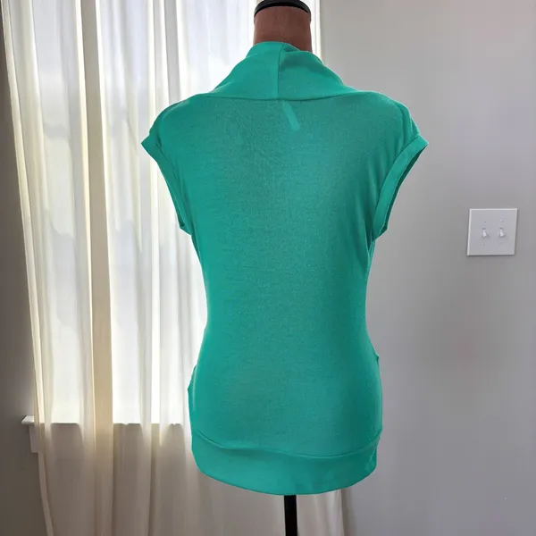 Bella D Faux Wrap Top Large Green Sleeveless Knit Sweater Y2K Siren 90s Romcom - Image 8