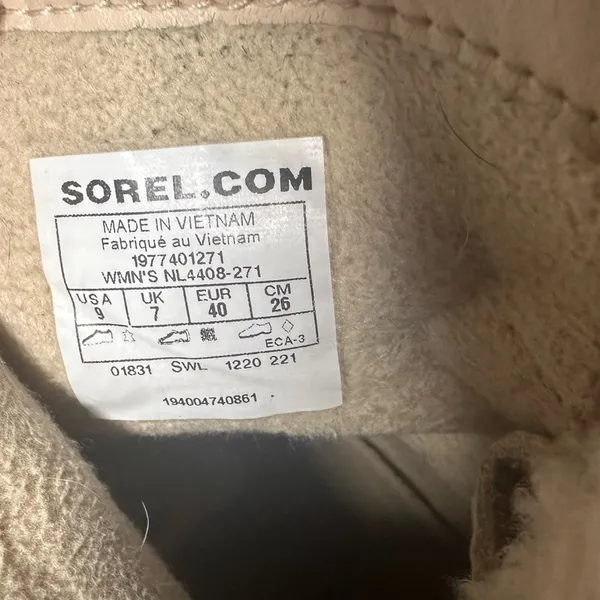 Sorel LENNOX™ Lace Cozy Booties Beige Winter Ankle Boots Biker Waterproof Size 9 - Image 12