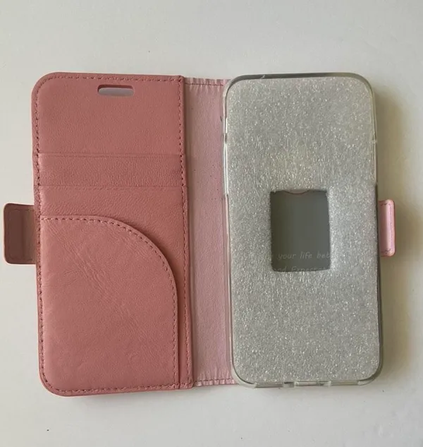 iPhone X Case Leather Wallet Flip Cover Pink - Image 7