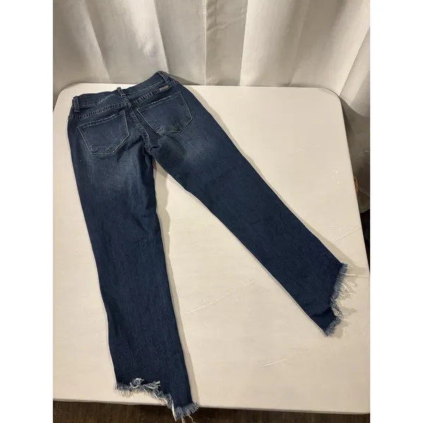 KanCan Ankle Jeans Hi Lo Fringed Hem Faux Pearl Studs Size‎ 1/24 - Image 7