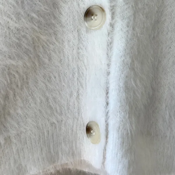 Willow and Wind White Open Front Cardigan Fuzzy Crop Sweater Long Sleeve Size S - Image 4