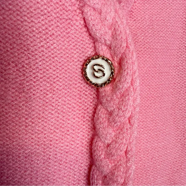 Avara‎ Jada Pink Braided Trim Knit Cardigan Size XS - Image 4