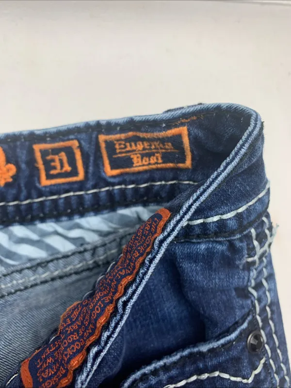 Rock Revival size 31 Eugenia denim Indigo Bootcut Jeans Contrast Stitching west - Image 4