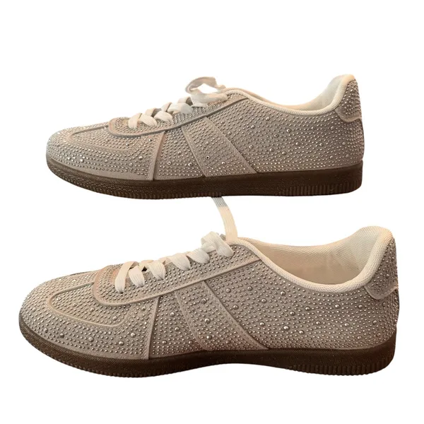 Azalea Wang Bryar Silver Rhinestone Studded Low Top Sneakers Womens‎ Size 11 - Image 6