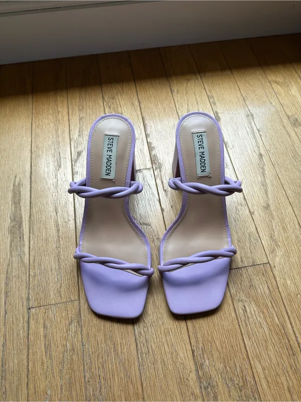 Steve Madden Lavender Braided Strap Block Heel Sandals - Image 4