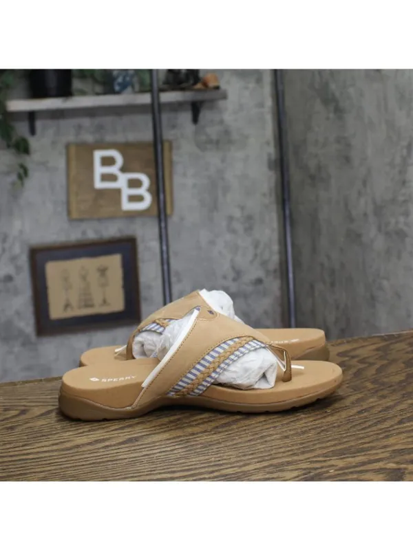 NWT Sperry Womens Daliahfish Flip Flop Thong Sandals 14185896 Tan Brown 8.5M - Image 7