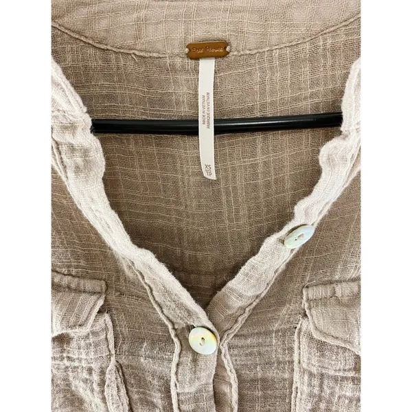 Free People Talk To Me Button Down Raw Hem Top - Image 12
