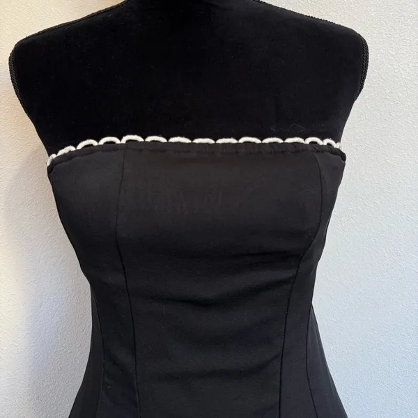 Musera Strapless Black & White Fit-and-Flare Dress | Size Small - Image 4
