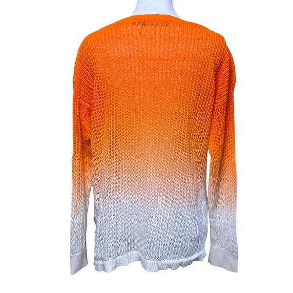 Lauren Ralph Lauren Linen Blend Sweater Womens Large‎ Ombre Open Knit Boat Neck - Image 2
