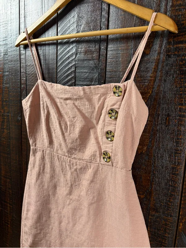 Urban Outfitters Blush Square-Neck Linen Mini Dress Size 2 - Image 3