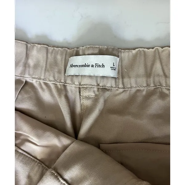 Abercrombie & Fitch Wide Leg Trouser Pants Women’s Large Long High Rise Beige - Image 4